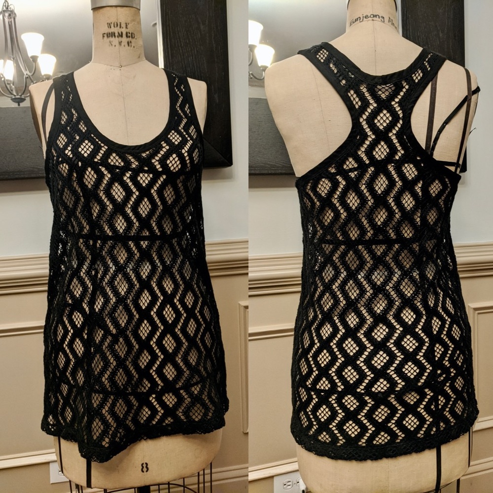 Banana Republic open knit tank - black